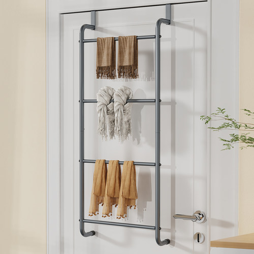 欧润哲浴室门后毛巾挂架 卫浴收纳架免打孔挂衣架门背式衣服挂钩