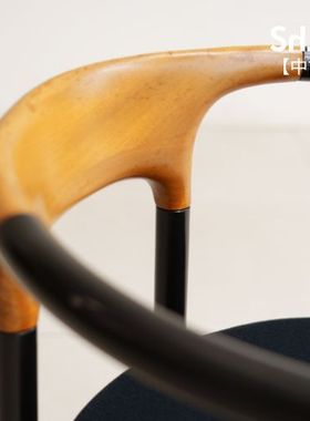 【中古现货】意大利Bernini 黑色木质餐椅复古餐椅正品氛围餐厅