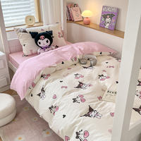 Violet all-cotton Sanrio small cartoon print three-piece set, pure cotton bed sheet, duvet cover and bedding four-piece set thumbnail 4