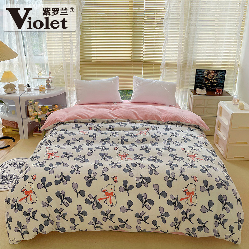 violet Countryside flowers and plants printing milk Quilt cover thickening Double is student dormitory keep warm Quilt coverin the Bedclothes , Quilt  category - from Buy2taobao.com to provide professional Taobao agent buy service