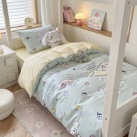 Violet all-cotton Sanrio small cartoon print three-piece set, pure cotton bed sheet, duvet cover and bedding four-piece set thumbnail 7