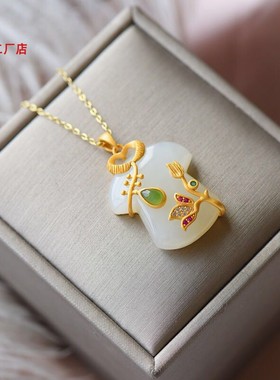 和田玉新鲜出炉吊坠旗开得胜旗袍女款925纯银黄金古法银上市包邮