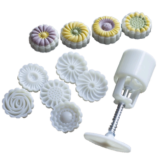 中秋50/75/100g克传统月饼模樱花好月圆桃山皮绿豆糕点心模具手压