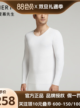 爱慕先生25秋冬男士含真丝净痕V领打底长袖上衣NS72K211P