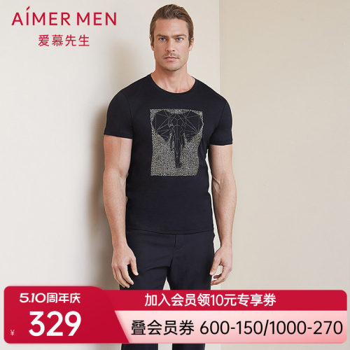 aimer men爱慕先生19SS限量创意T圆领短袖上衣NS81B952