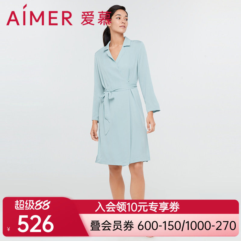爱慕轻羽蕾丝小翻领衬衫袍AM487211