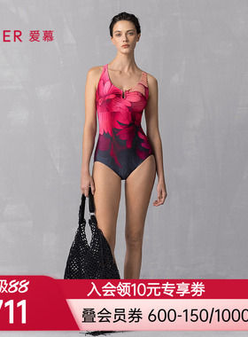 爱慕25春夏花颜泳装女士海边沙滩温泉性感连体泳衣AM68A901