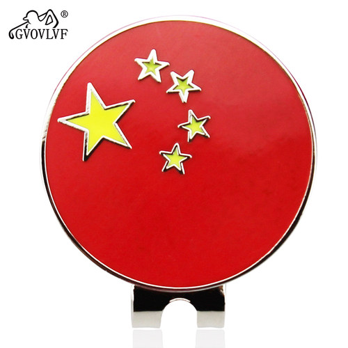 高尔夫帽夹中国五星红旗马克磁铁夹子一套果岭球位标金属Mark