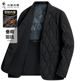 【夹棉】与狼共舞西服男装2025秋冬新款菱形格保暖棉服单西外套