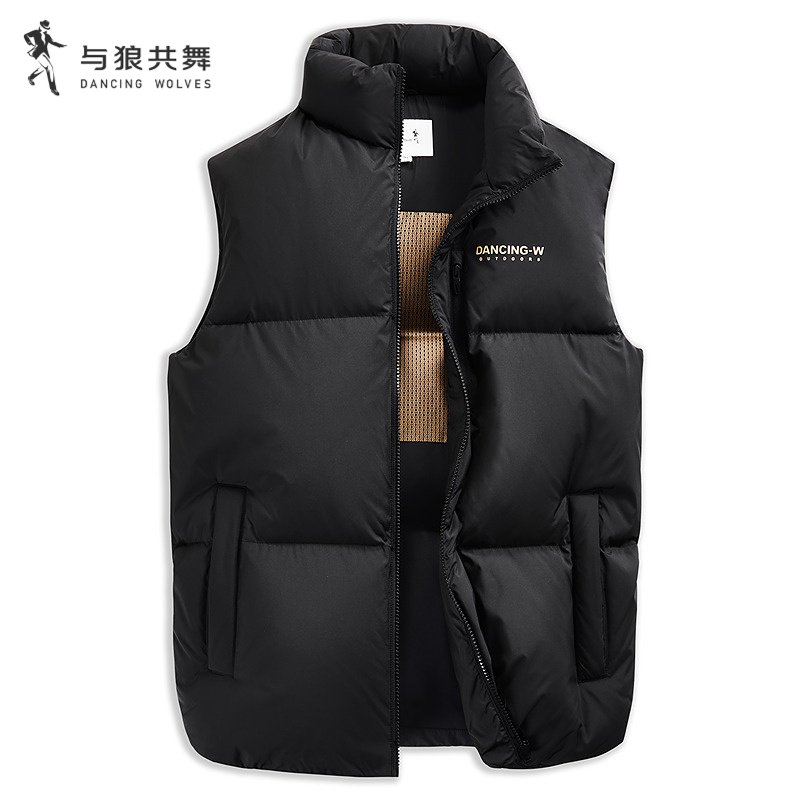 【鹅绒】与狼共舞立领羽绒马甲男2025冬季款蓄热保暖宽松背心马夹