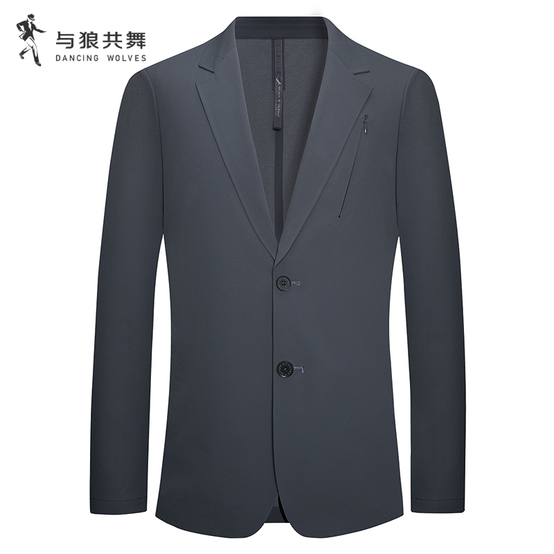 【商场款】与狼共舞休闲单西男2025秋季款弹力舒适抗皱西服外套