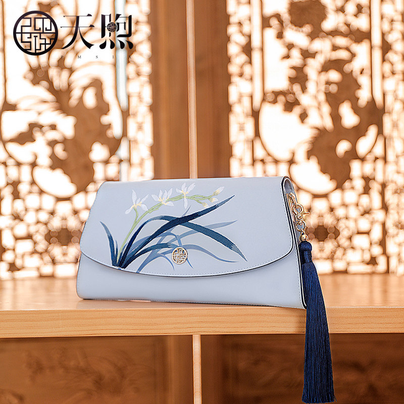 母亲节礼物包包新中式气质手包女兰花刺绣小包国风手提包斜挎女包
