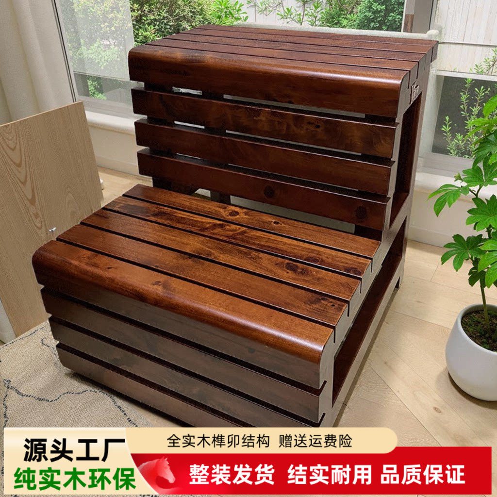 实木防水防腐防滑双层台阶梯楼梯凳二层踏凳洗澡木桶浴缸脚踏