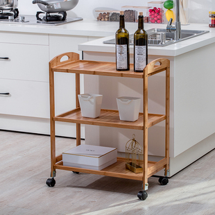 美容院带抽屉小推车专用带轮工具车竹制实木三层美发美甲店储物柜