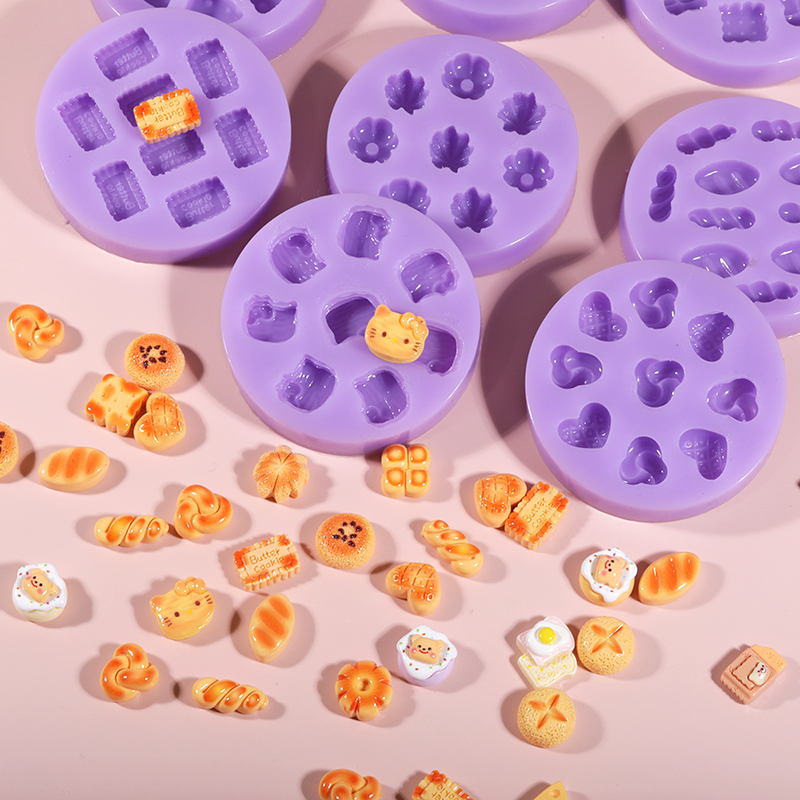 小鼻嘎迷你食玩kt薯条芝士巧克力面包煎蛋翻糖滴胶捏捏乐硅胶模具