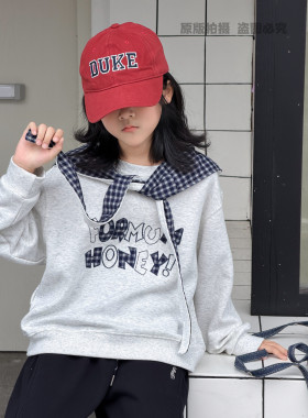 女童卫衣2026新款秋冬装儿童洋气时髦真两件帽上衣中大童