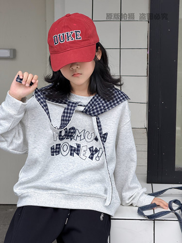 女童卫衣2026新款秋冬装儿童洋气时髦真两件帽上衣中大童