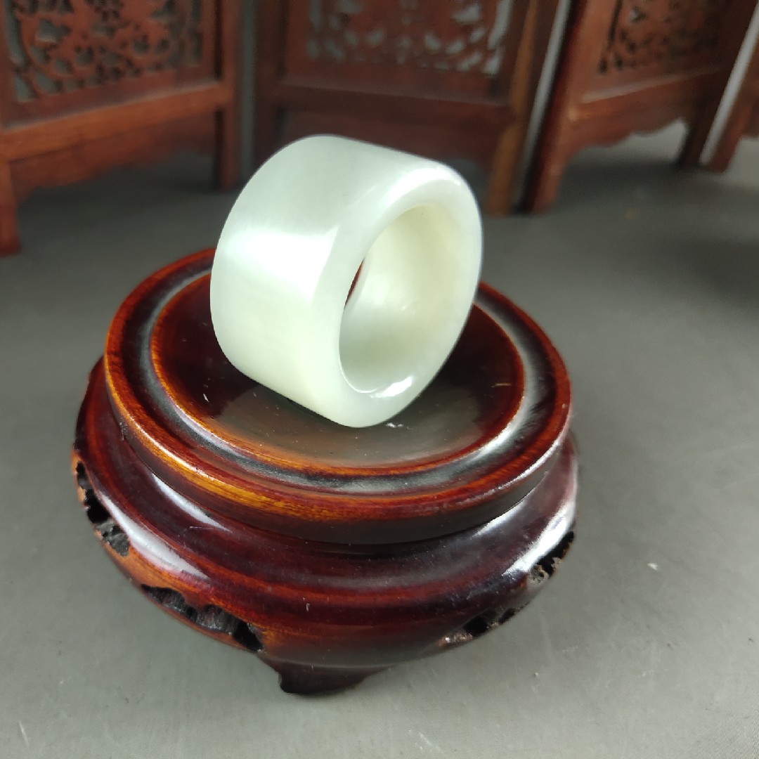 新疆和田玉青白玉玉扳指男玉石文玩男士复古宫廷大拇指环玉石