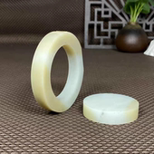 和田玉手镯糖青白玉半成品毛圈玉镯山料玉石镯子大圈细润E73促销