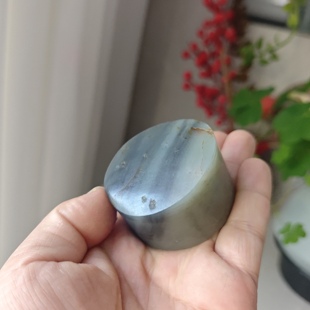 天然和田玉青花籽料手镯芯带皮黑白相间扳指戒指把件平安无事牌料