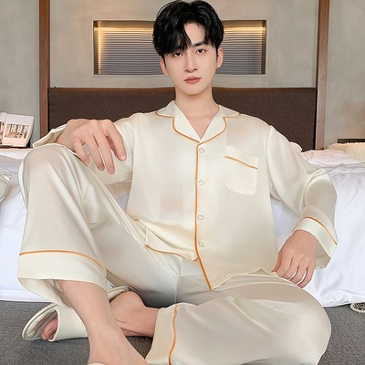 冰丝睡衣男春秋季薄款夏季长袖