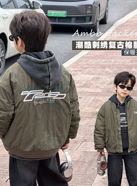 加厚复古夹棉外套保暖港风棉服