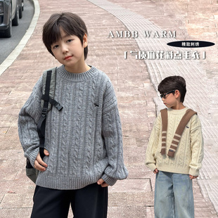 cookie kids 冬季款 中小童保暖百搭彩点麻花刺绣毛衣时尚针织衫