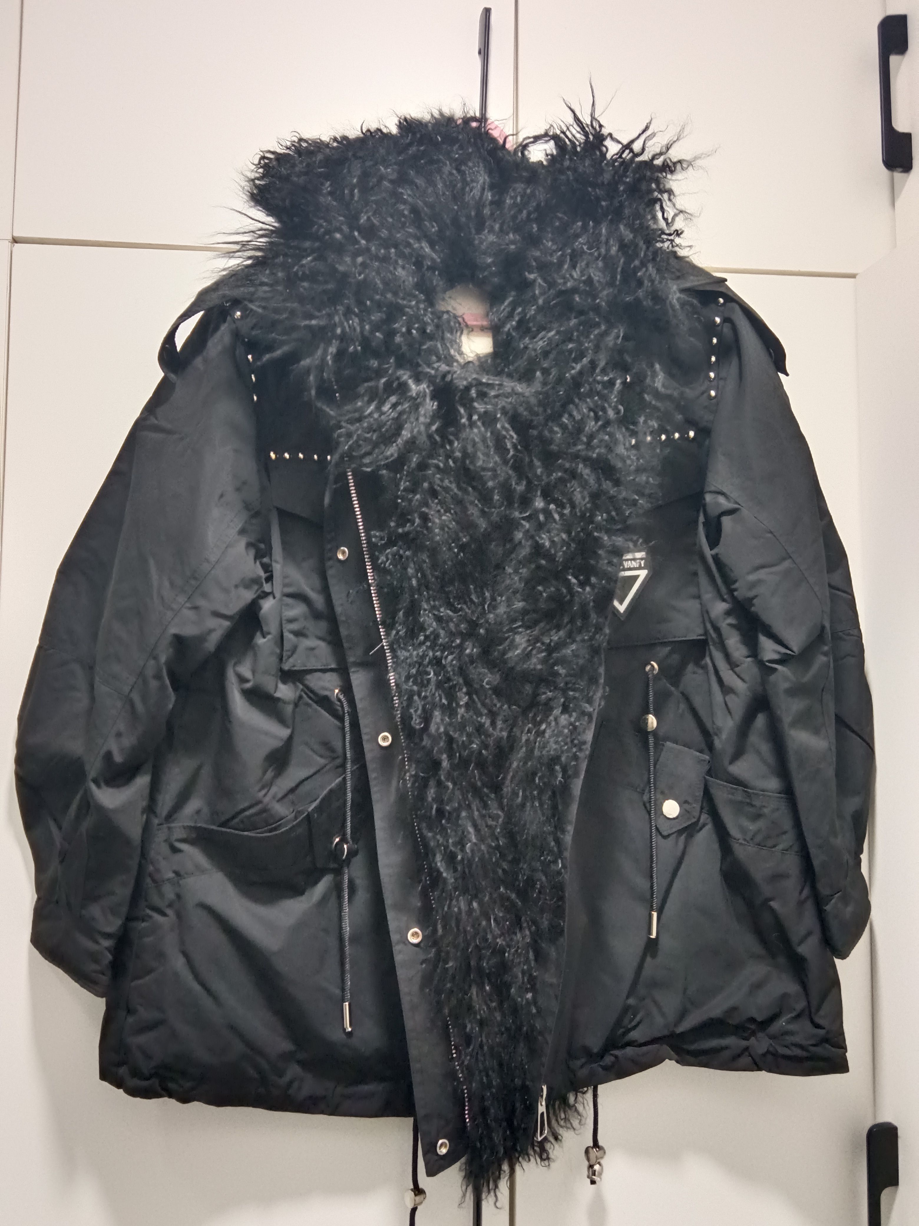 女士真毛领大毛领90绒派克羽绒服孤品90-140斤黑色