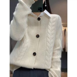 100羊毛加厚洋气显瘦宽松长袖 Y404 针织开衫