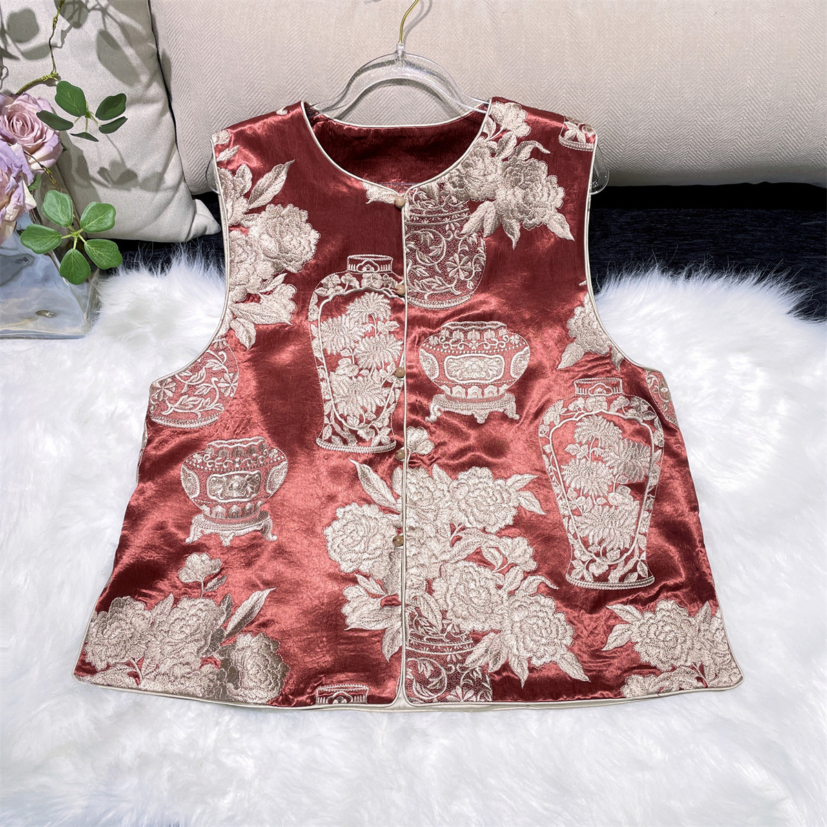 【富贵瓶安】新中式国风重磅醋酸重工刺绣高级感百搭马甲马夹,女装/女士精品,上衣,淘宝优惠券,粉丝福利购,淘宝优惠卷