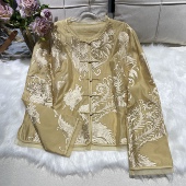 盘扣高级感 上衣衬衫 清～凤鸾牡丹新中式 国风重磅天丝刺绣短袖