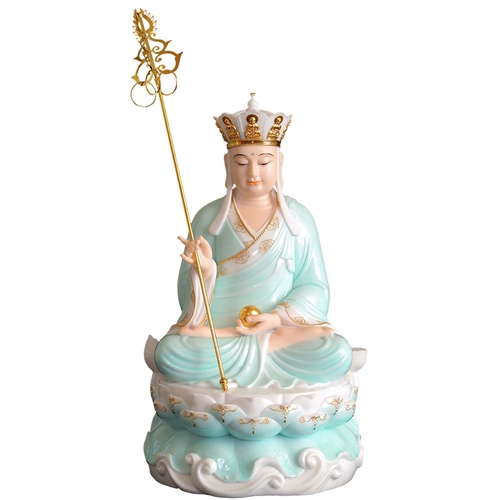 Хан Байю место Тибетское король Бодхисаттва Будда Статуя, мать -в -устав, три священных домашних дома поклоняются гостиной, статуи горы Джиухуа Тибетского царя