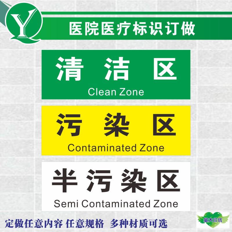 医院红黄蓝绿4色贴清洁区消毒区域划分标贴卫生院手术室清洁区污染区