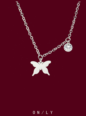 极简蝴蝶流苏吊钻项链女2026新款爆款轻奢小众设计高级感锁骨链女