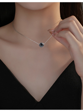 黑色猫眼石项链2026新款配饰气质轻奢小众颈链锁骨链女生高级感潮