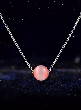 粉色猫眼石项链少女ins冷淡风气质锁骨链小众设计感简约百搭颈链