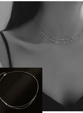 项链女夏百搭高级感闪片锁骨链轻奢双层甜酷颈链水洗不掉色防过敏