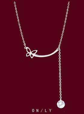 闪钻流苏项链女轻奢小众设计蝴蝶锁骨链女高级感颈链女生配饰礼物