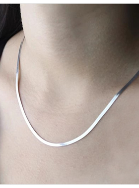 银色蛇骨链项链扁刀片链锁骨链男女素链可调节不掉色轻奢小众配饰