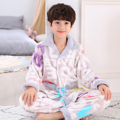 男童珊瑚绒睡衣加厚保暖
