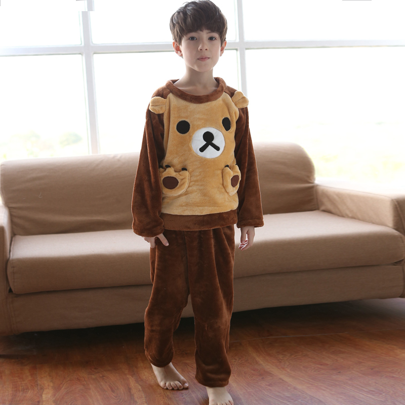 男童法兰绒睡衣套装卡通秋冬季