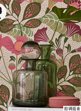 腔调壁画花朵绽放植物鲜花红色鲜艳美丽客厅卧室欧美背景M2364