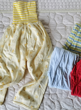 日单童裤宝宝男童女童高腰护肚裤睡裤子纯棉腹卷家居裤1-3岁2475X