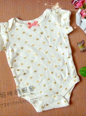 外贸原单婴儿夏装女连体衣新生儿宝宝衣服三角哈衣纯棉0-1岁2373F