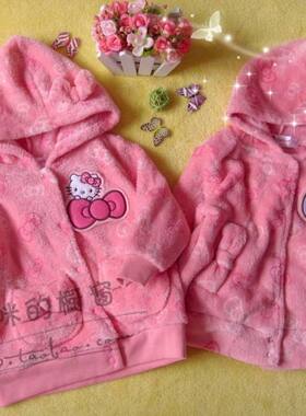 婴儿女童珊瑚绒外套带帽卫衣
