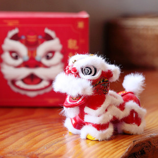 非遗民俗风手工艺品醒狮礼盒中国风复古风广东南师舞狮子汽车摆件