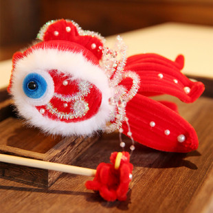 扭扭棒金鱼灯笼成品过新年纯手工手提发光红鲤鱼花灯复古风宫灯笼