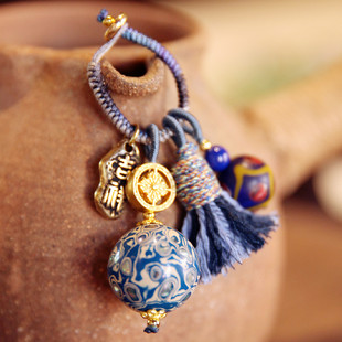 福建非遗螺钿大漆珠子挂件 特色手工艺品串珠复古风漆器包包挂饰