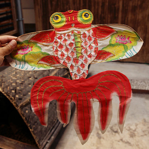 纸鸢描金荷花鱼金鱼风筝