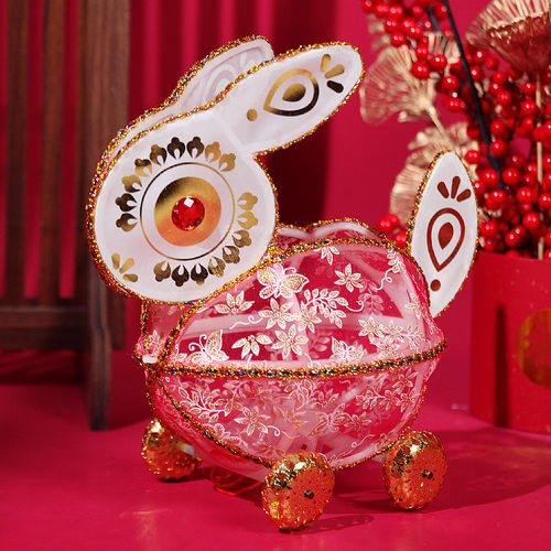 带灯蕾丝布拖拉逛街拖拉兔子灯笼